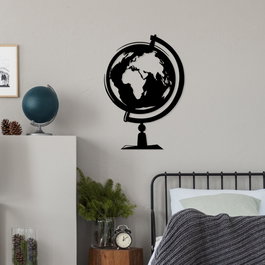 Wallity World Map 3 Escultura de pared de metal negra
